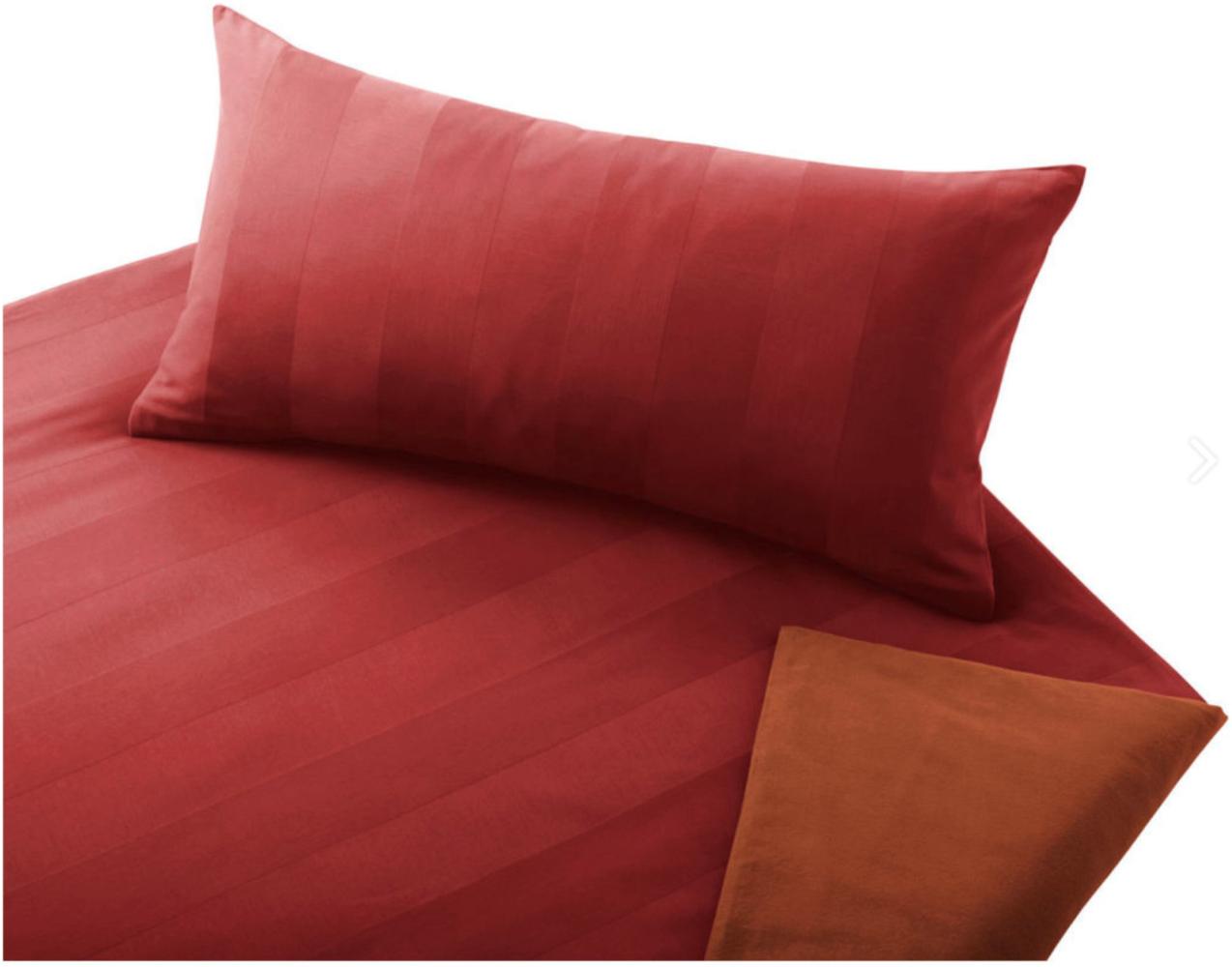 Cotonea Satin/Biber-Wende-Bettwäsche kbA Tandem Größe 155x220 + 40x80 cm, cerise-Orange Bild 1