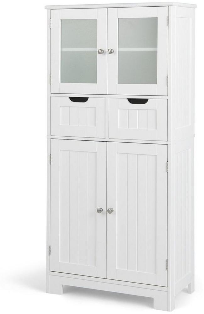 COSTWAY Badkommode, Badschrank mit Schublade, verstellbarem Regal, weiß 182cm Bild 1