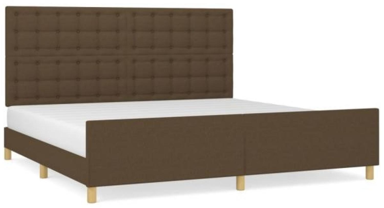 Doppelbett mit Kopfteil Stoff Dunkelbraun 200 x 200 cm Bild 1