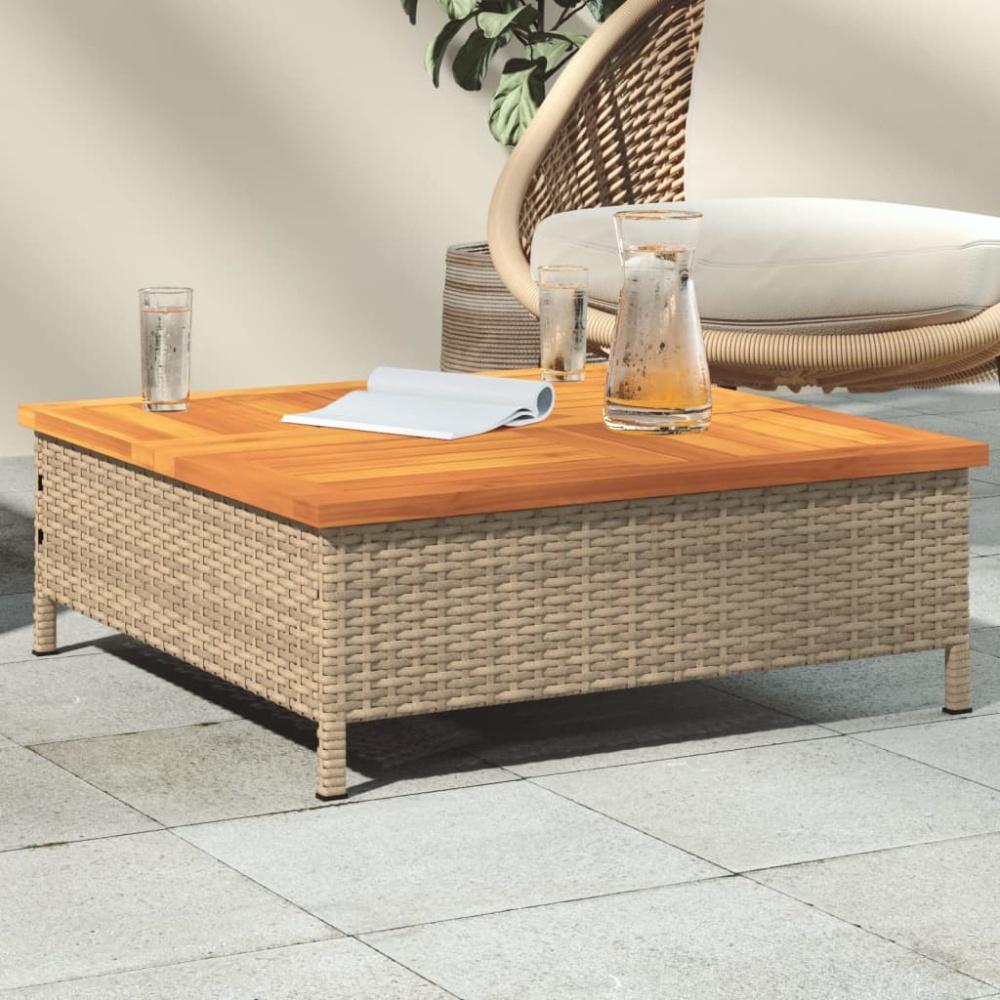 vidaXL Gartentisch Beige 70x70x25 cm Rattan und Akazienholz 3281631 Bild 1