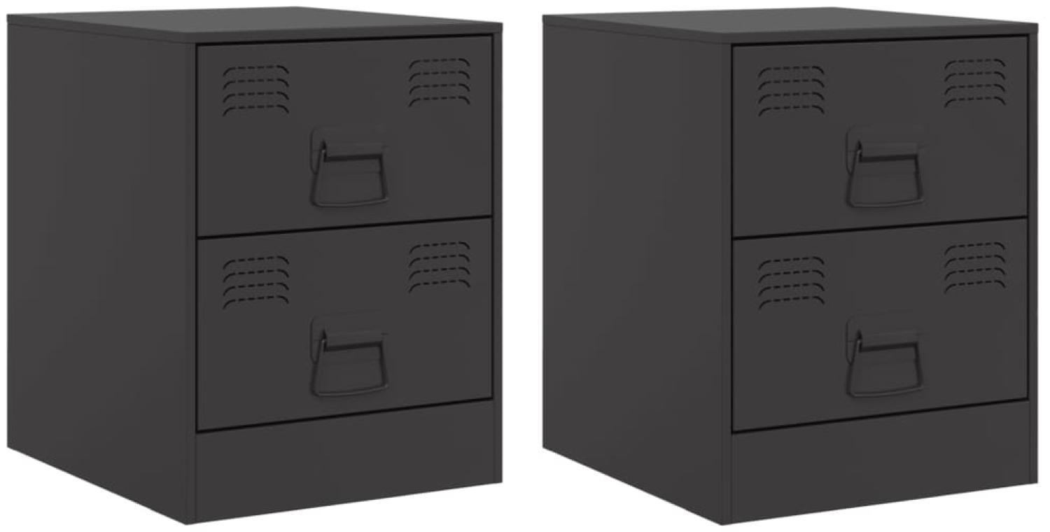 vidaXL Nachttische 2 Stk. Schwarz 34,5x39x44 cm Stahl 841620 Bild 1