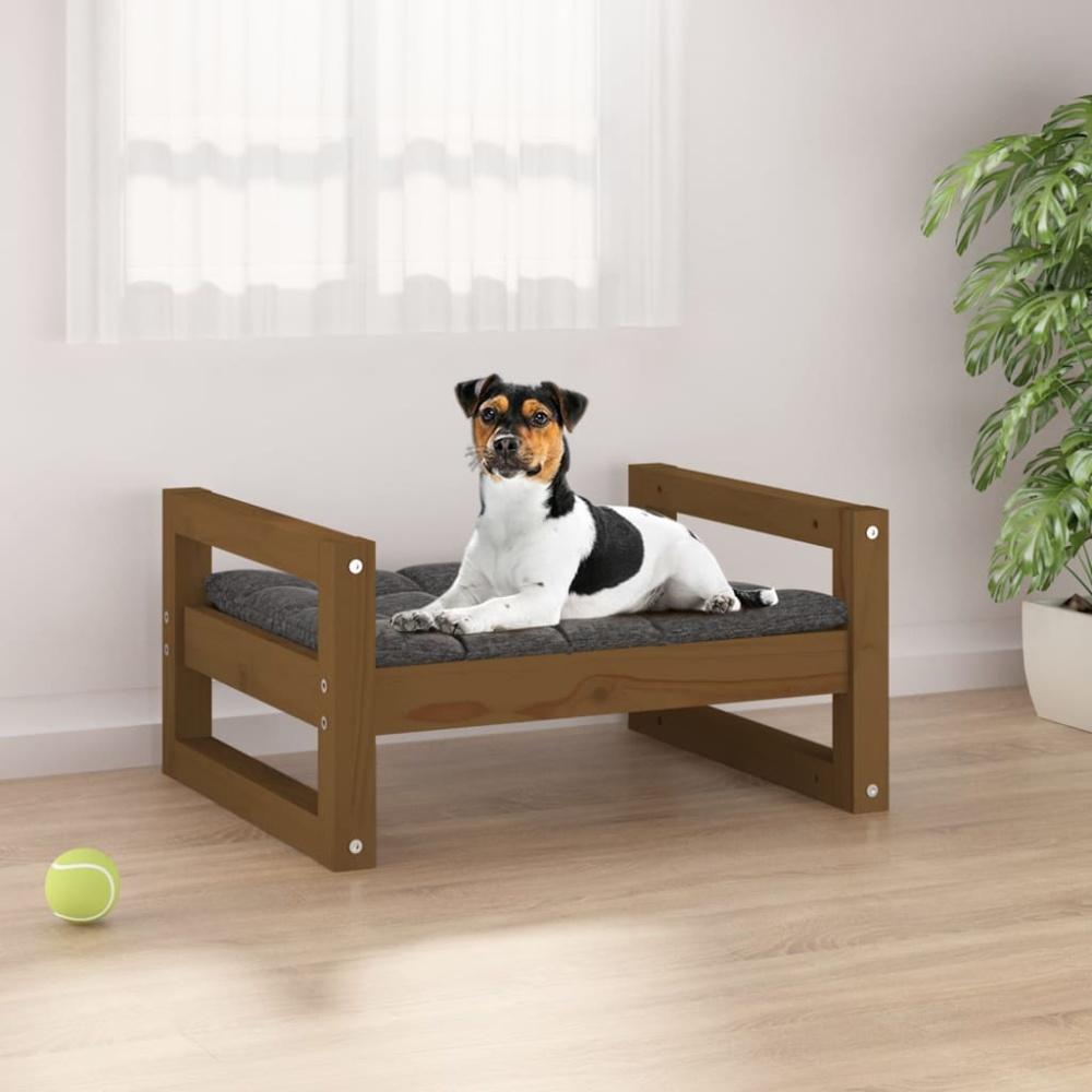 vidaXL Hundebett 55,5x45,5x28 cm Massivholz Kiefer, Honigbraun Bild 1