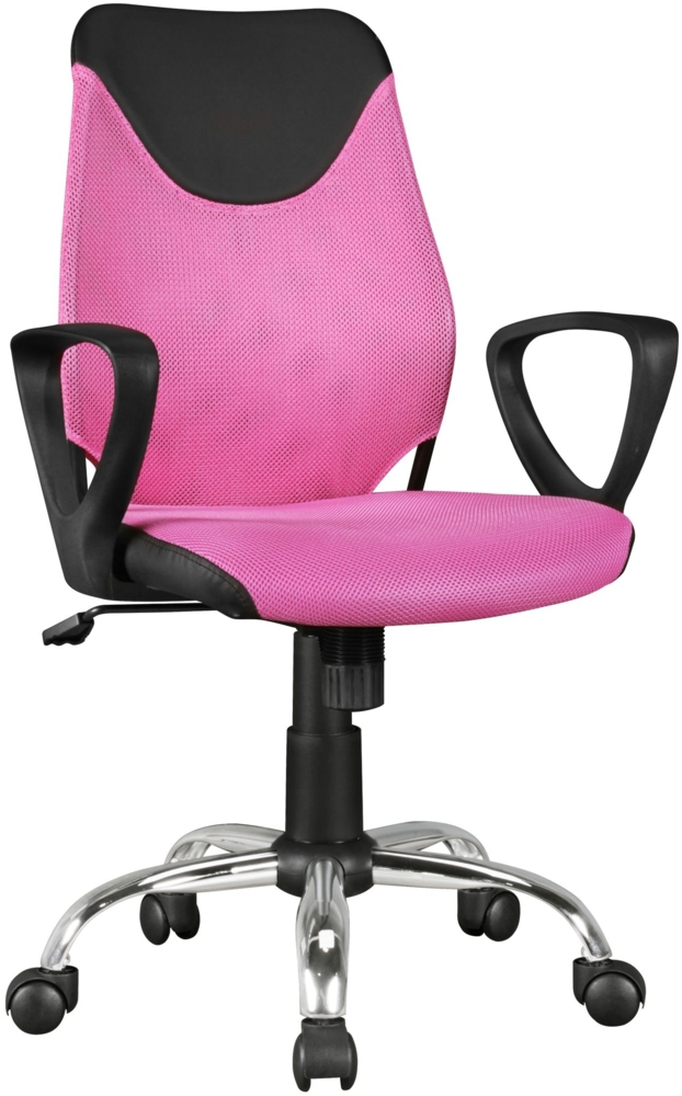 Kinder Schreibtischstuhl Jugenstuhl KiKa, ergonomisch, höhenverstellbar, Schwarz Pink Bild 1