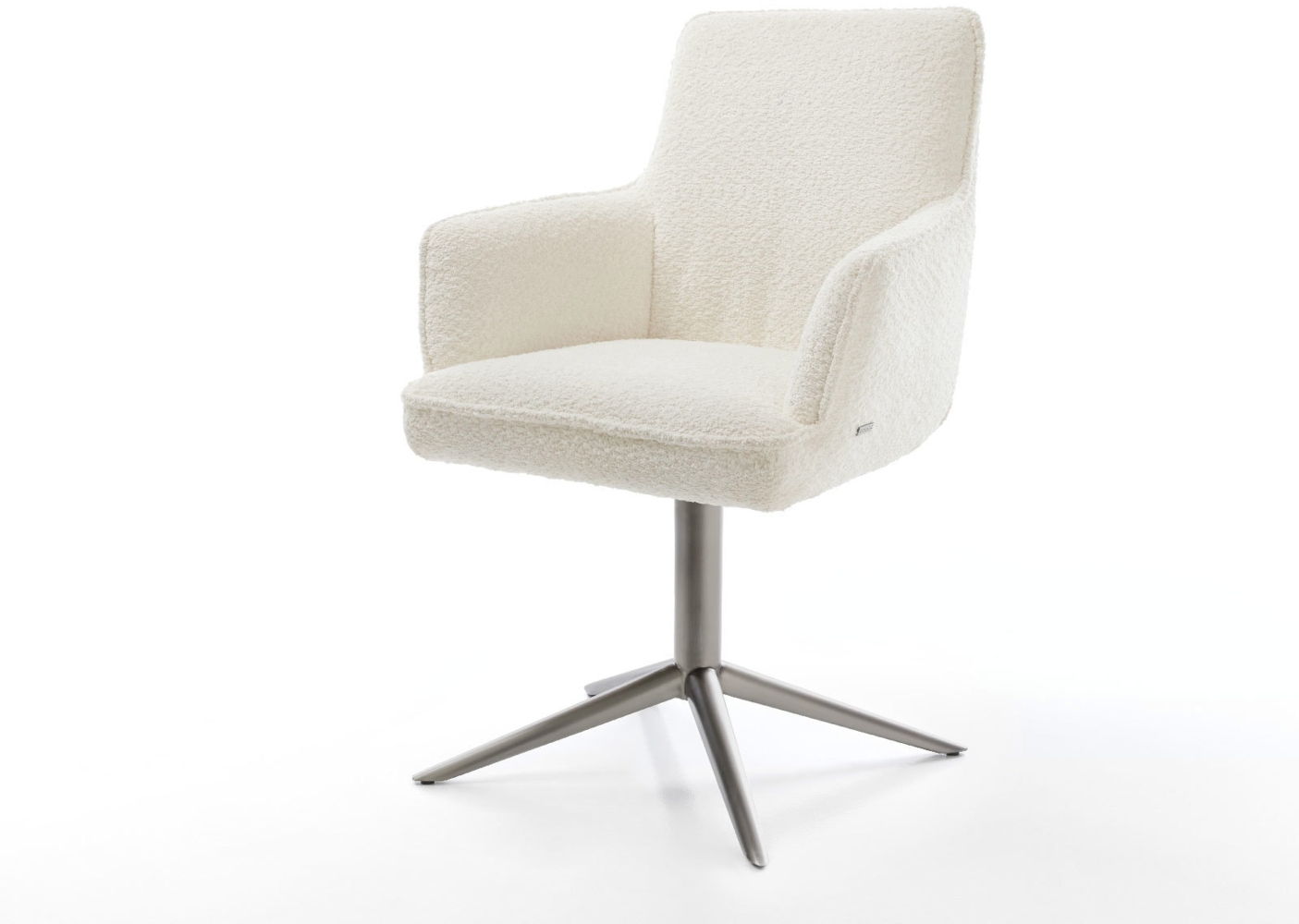 Drehstuhl Heira-Flex mit Armlehnen Bouclé Weiß Fußkreuz Graphit 360° drehbar Wippfunktion Taschenfederkern Bild 1