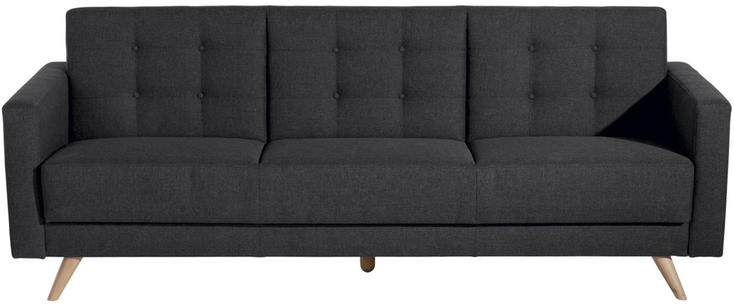 Julian Sofa 3-Sitzer mit Bettfunktion Flachgewebe Graphit Buche Natur Bild 1