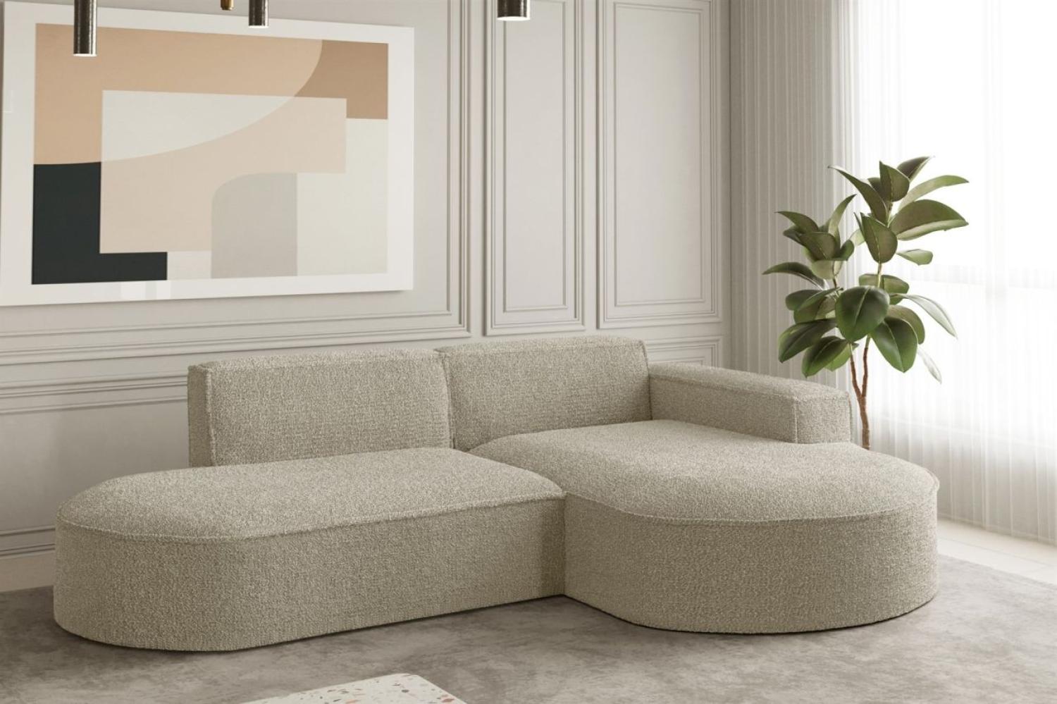 Ecksofa Designersofa PALMA XS in Stoff Ascot Champagne Ottomane Rechts Bild 1