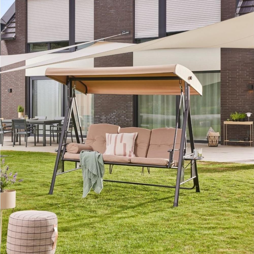 HOME DELUXE Hollywoodschaukel DESCANSO, 3-Sitzer, ohne Abdeckung, inkl. Auflagen - B/H/L 115x195x198 cm I Gartenliege Schaukelliege Bild 1