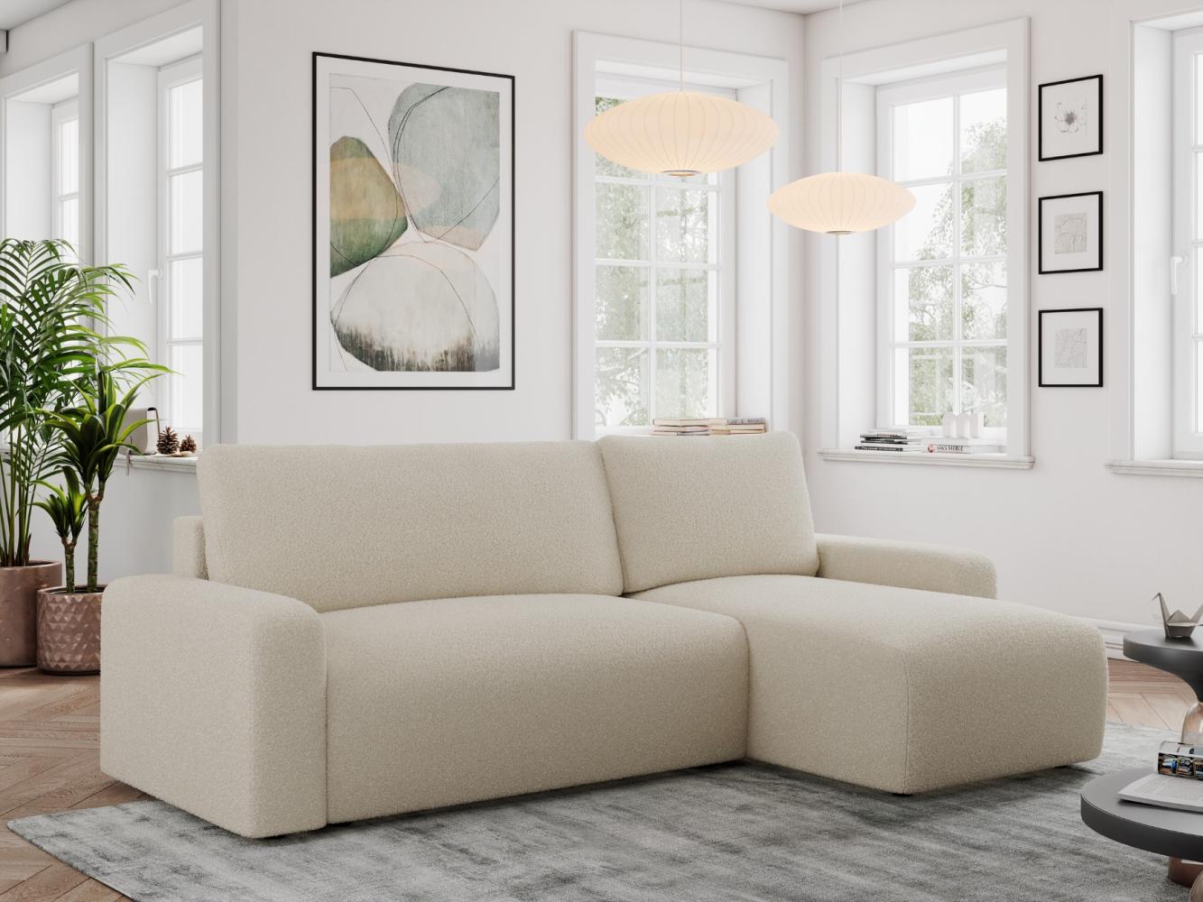 Ecksofa L-form, mit Schlaffunktion und Bettkasten - ARGOS - Beige Boucle Bild 1