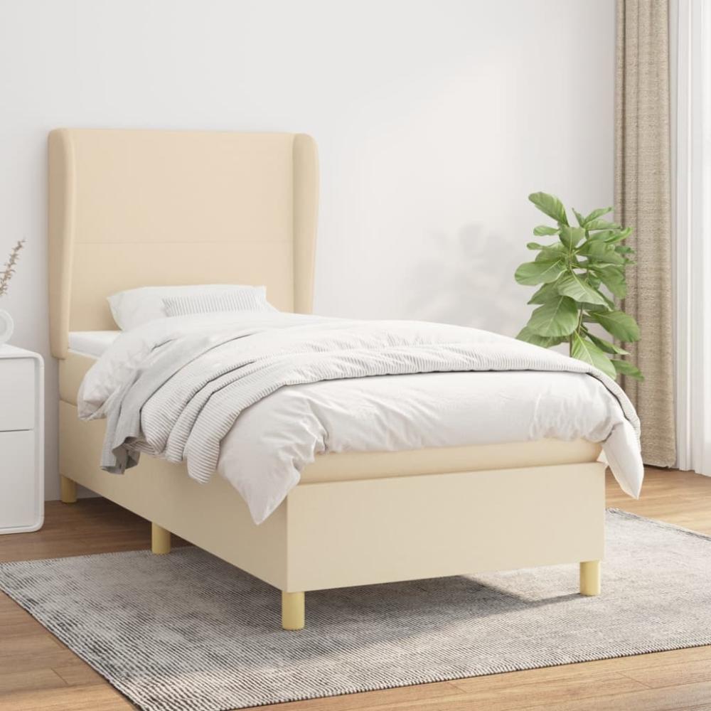 Boxspringbett mit Matratze Stoff Creme 90 x 200 cm Bild 1