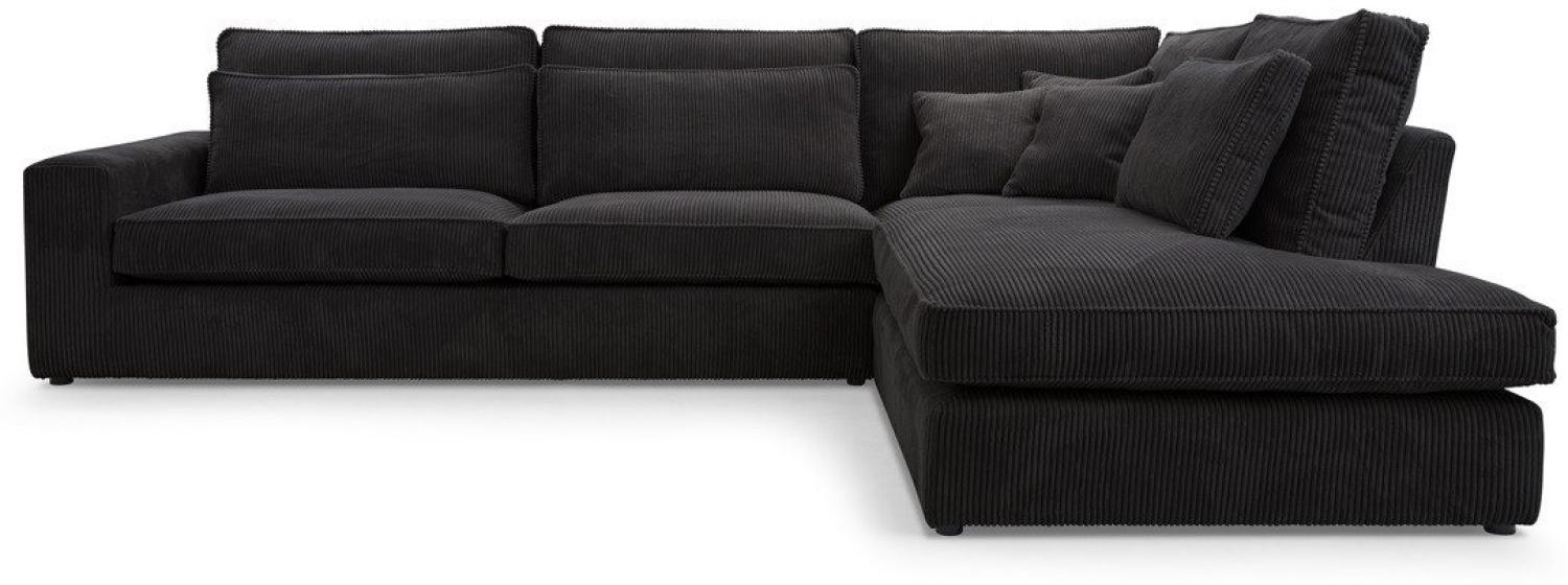 Deine Möbel 24 Ecksofa CAREN MINI Wohnlandschaft Sofa Wohnzimmer L-Couch Cord Samt, Creme Grau Graphit Schwarz 2 Teile, Ohne Schlaffunktion, Ohne Bettkasten, mit Wellenunterfederung Bild 1