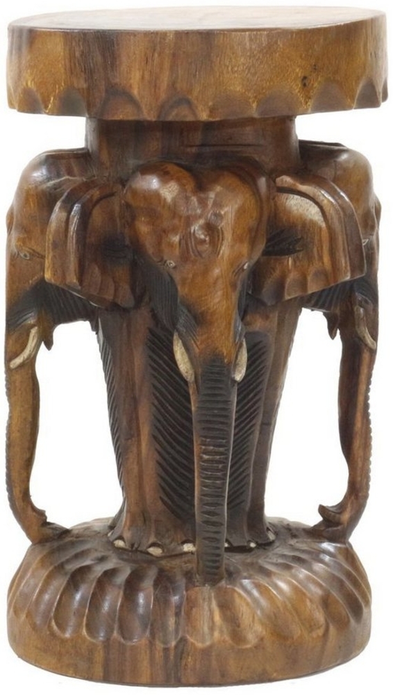 Oriental Galerie Blumenhocker Rundhocker Elefant 50 cm braun (1 St) Bild 1