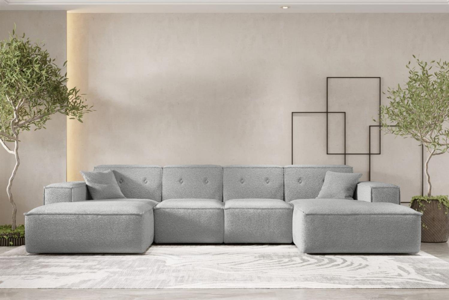 Wohnlandschaft Sofa U-Form CESINA in Stoff Ascot Bukla Grau Bild 1