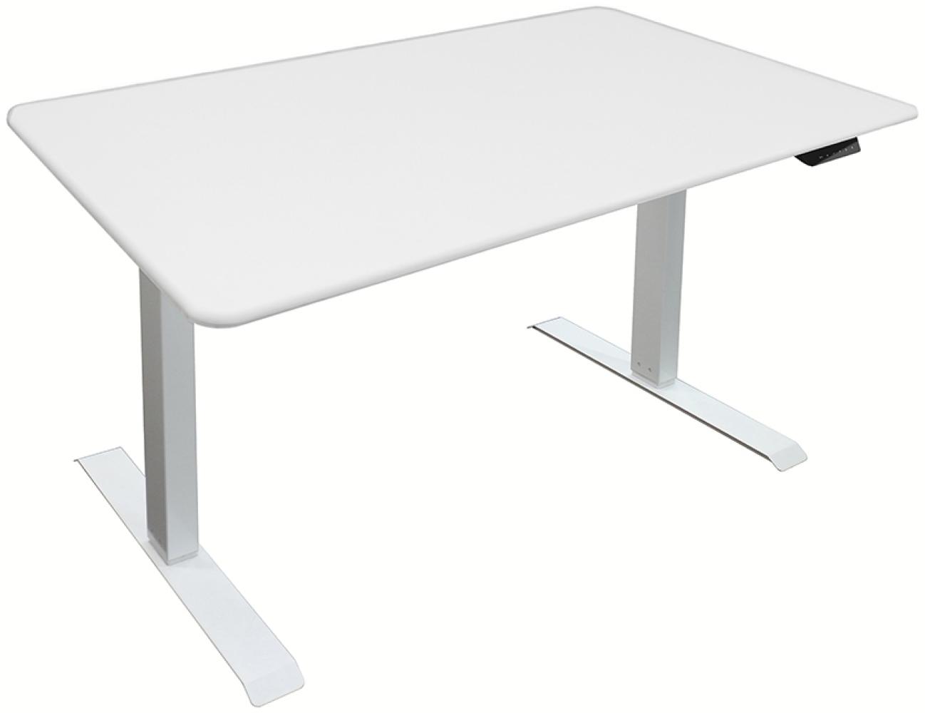 HOME DELUXE Höhenverstellbarer Schreibtisch elektrisch LUMINA - 120 x 60 cm Weiß Bild 1