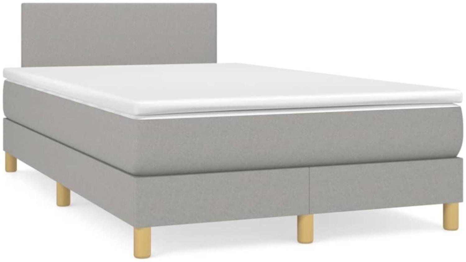 vidaXL Boxspringbett mit Matratze Hellgrau 120x190 cm Stoff 3269758 Bild 1