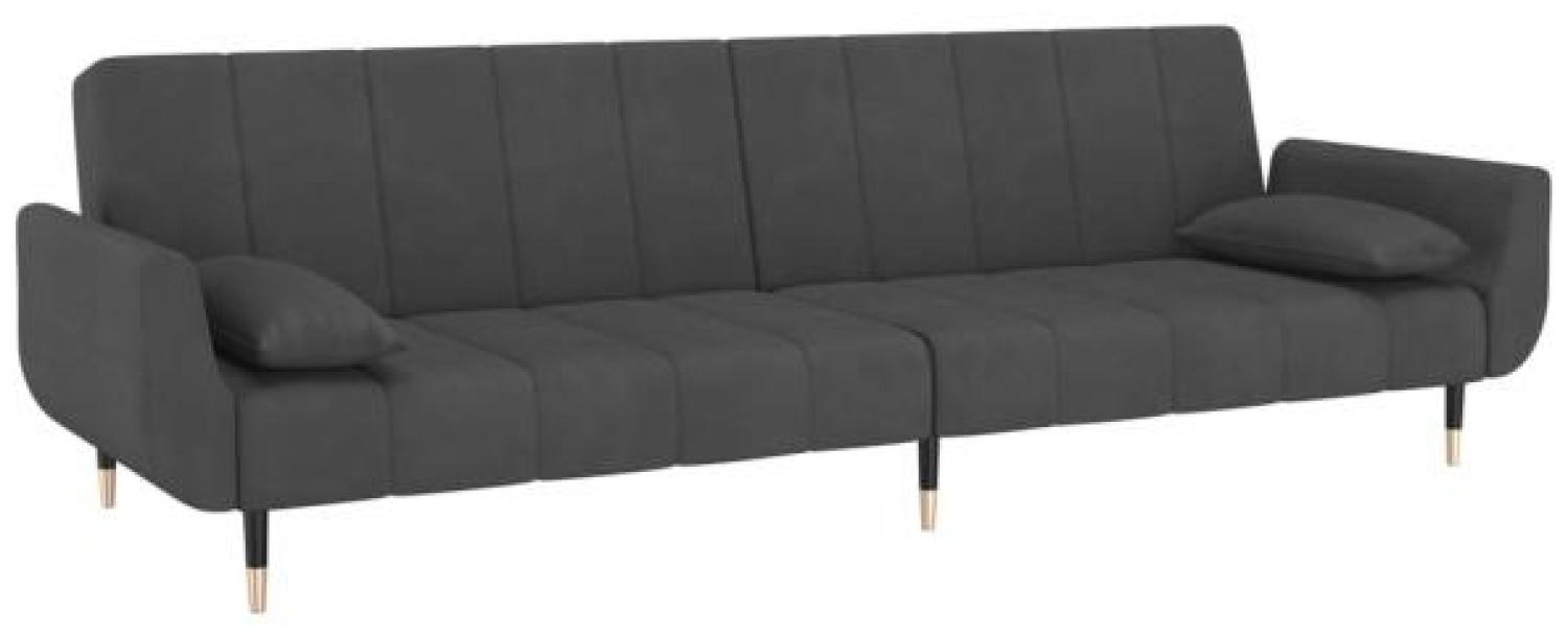 Schlafsofa 2-Sitzer mit 2 Kissen Dunkelgrau Samt [337583] Bild 1