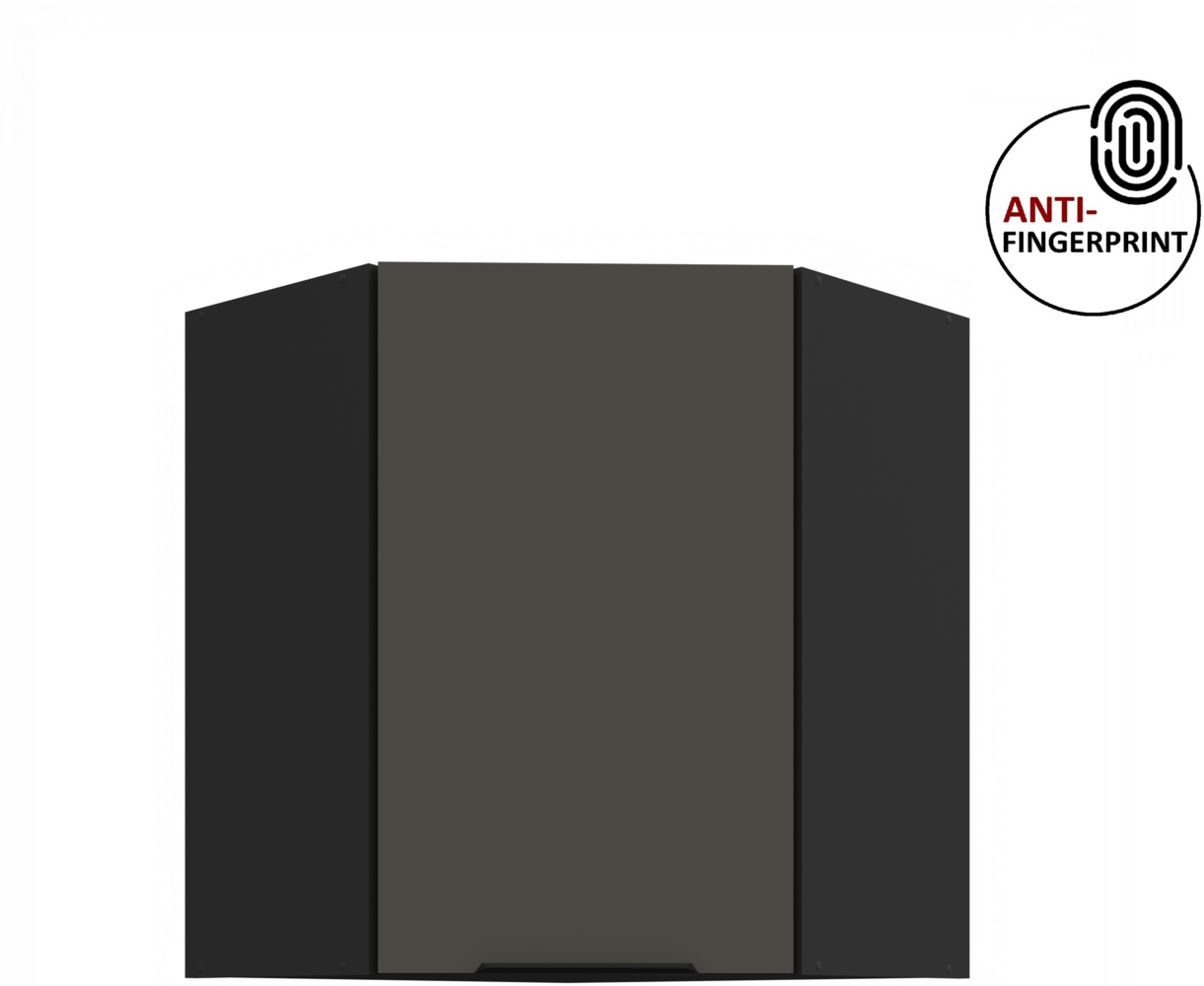 Küchen Eckhängeschrank 60x60 cm Küche ARIA Graphite ultra matt + Schwarz matt, hochwertige Fronten mit Anti Fingerprint Beschichtung Küchenzeile Küchenblock Bild 1