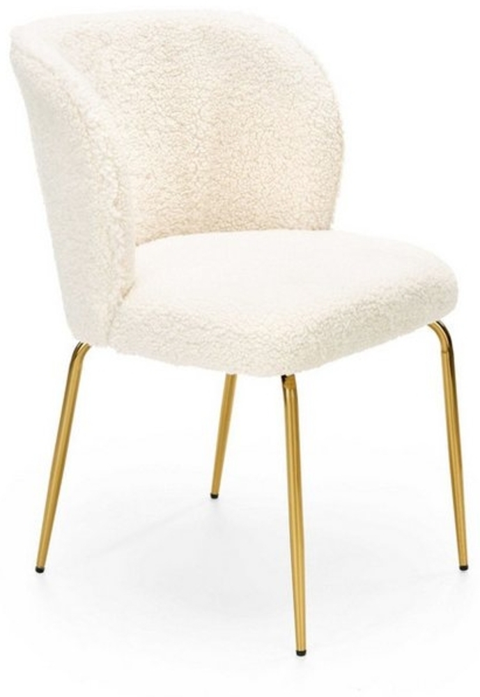 designimpex Esszimmerstuhl Design Esszimmerstuhl STH-222 Teddy Stoff Weiß Creme Stuhl Stühle Bild 1
