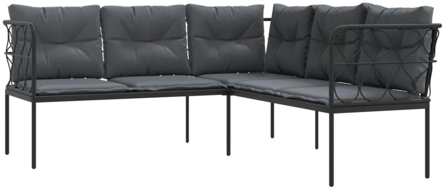 vidaXL Gartensofa in L-Form mit Kissen Schwarz Stahl und Textilene 4008110 Bild 1