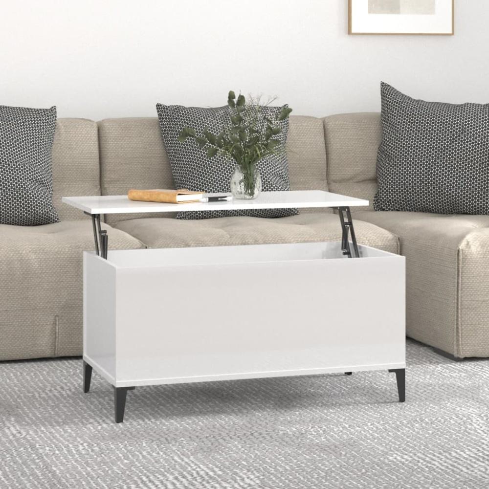 vidaXL Couchtisch Hochglanz-Weiß 90x44,5x45 cm Holzwerkstoff 819590 Bild 1