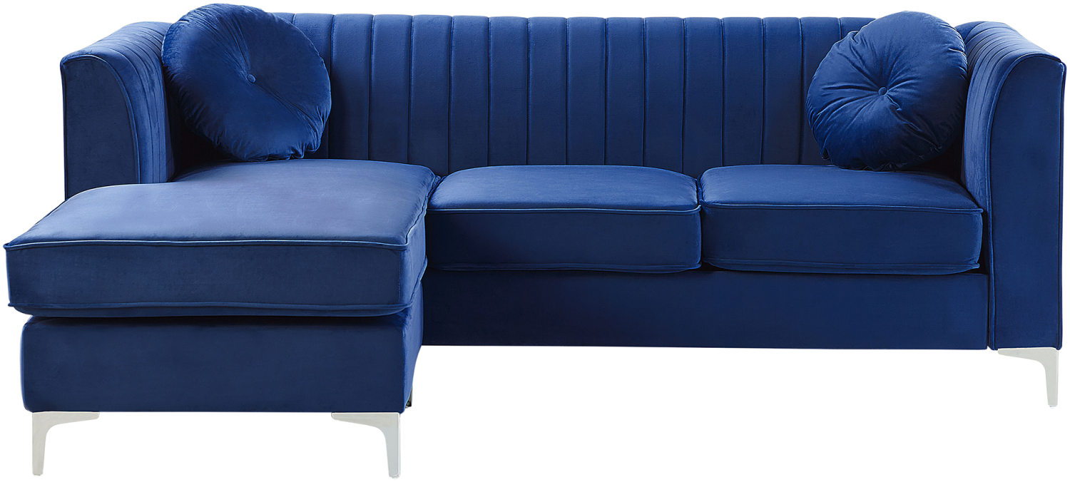 Ecksofa Samtstoff rechtsseitig blau TIMRA Bild 1