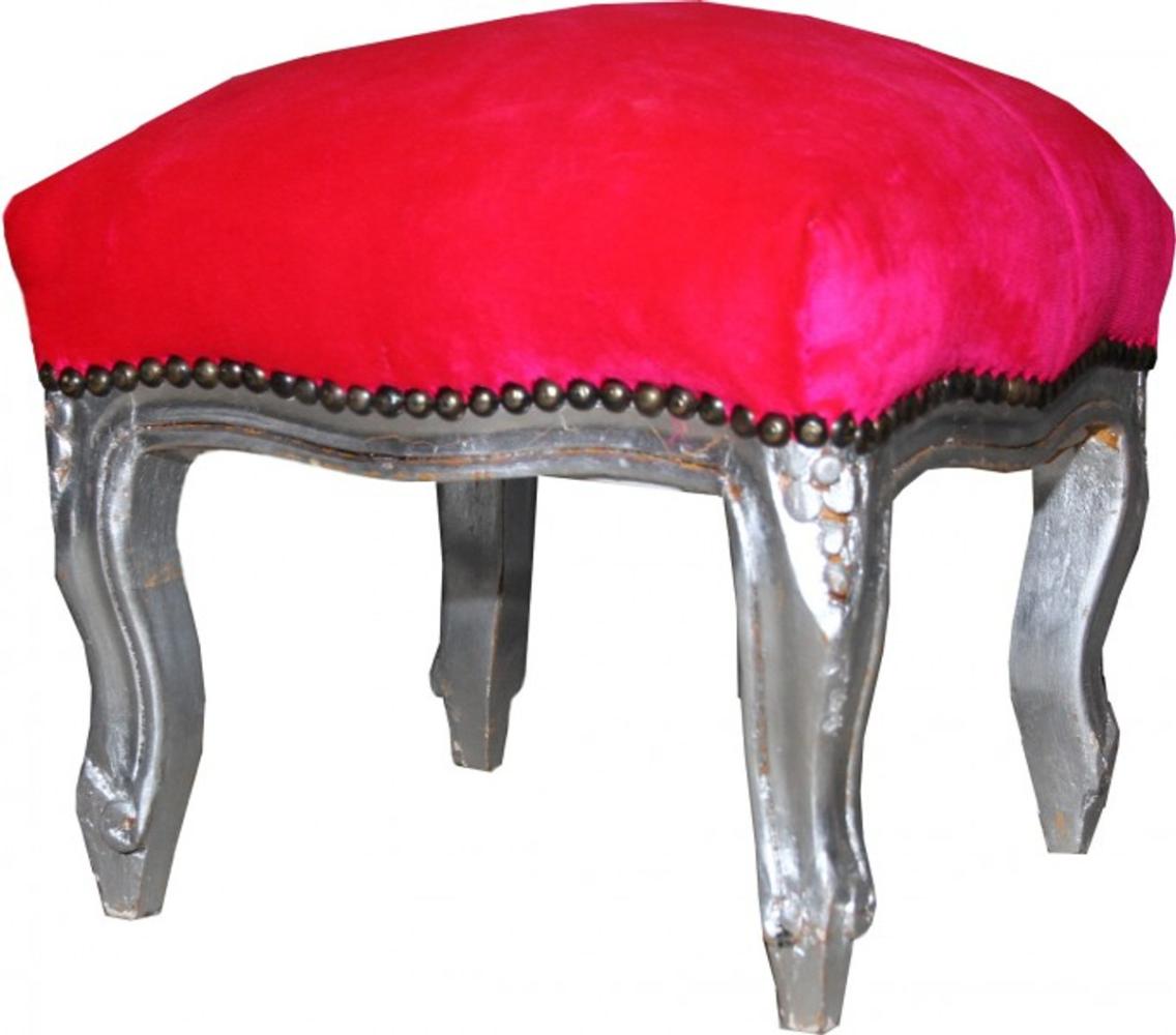 Casa Padrino Barock Fußhocker Pink / Silber - Antik Stil Möbel - Hocker Bild 1