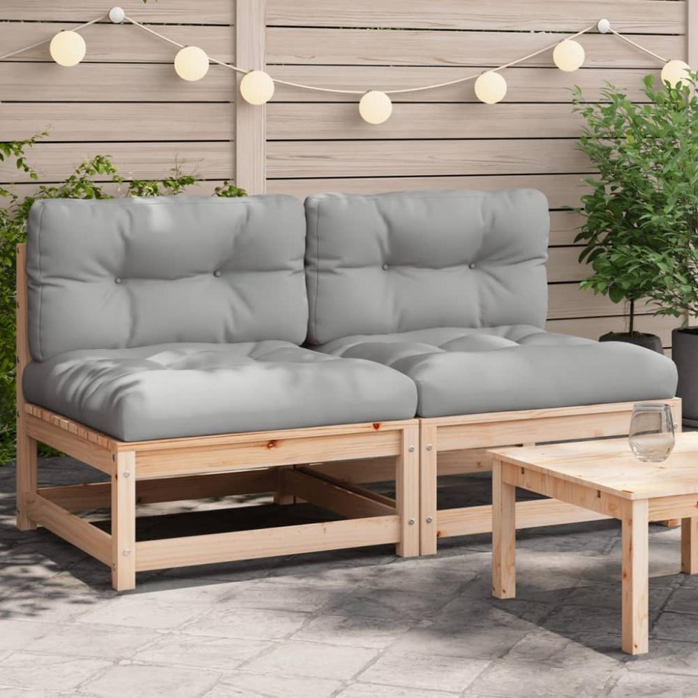 vidaXL Gartensofas ohne Armlehnen mit Kissen 2 Stk. Massivholz Kiefer 838085 Bild 1