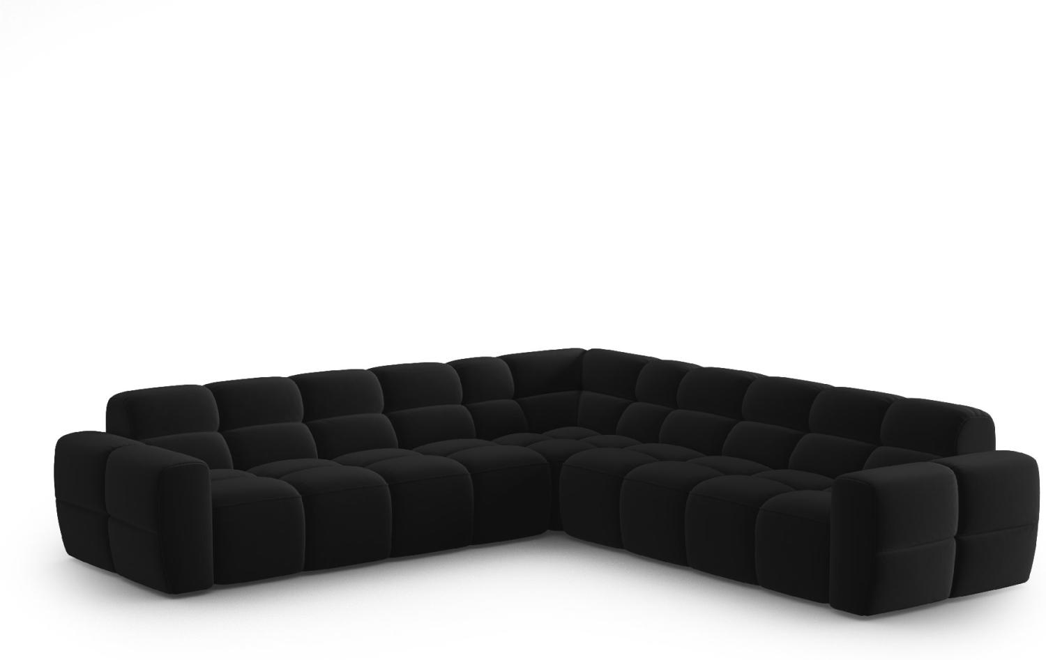 Micadoni Symmetrisches Ecksofa Lisa 5-Sitzer Samtstoff Schwarz Bild 1