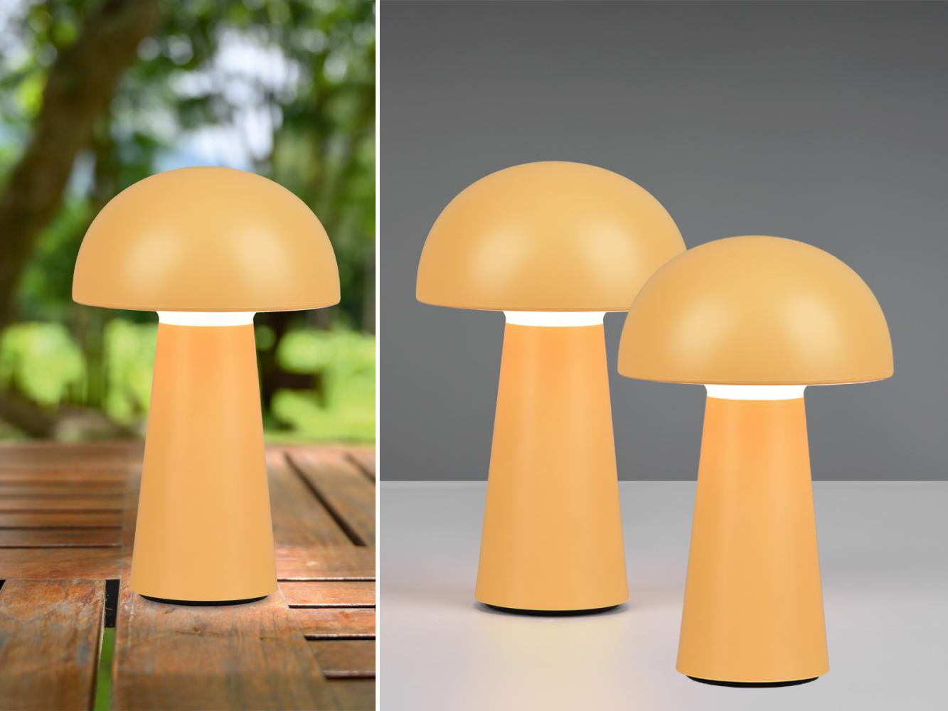 LED Tischleuchten 2er SET Touch Dimmer, USB, Gelb Ø13cm H. 21cm Bild 1