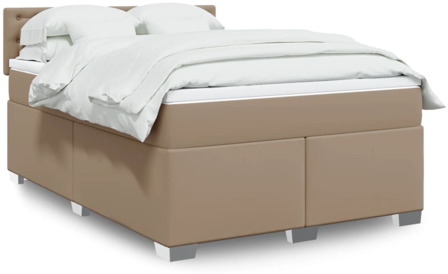 vidaXL Boxspringbett Matratze Cappuccino-Braun 140x190cm Kunstleder 3288423 Bild 1