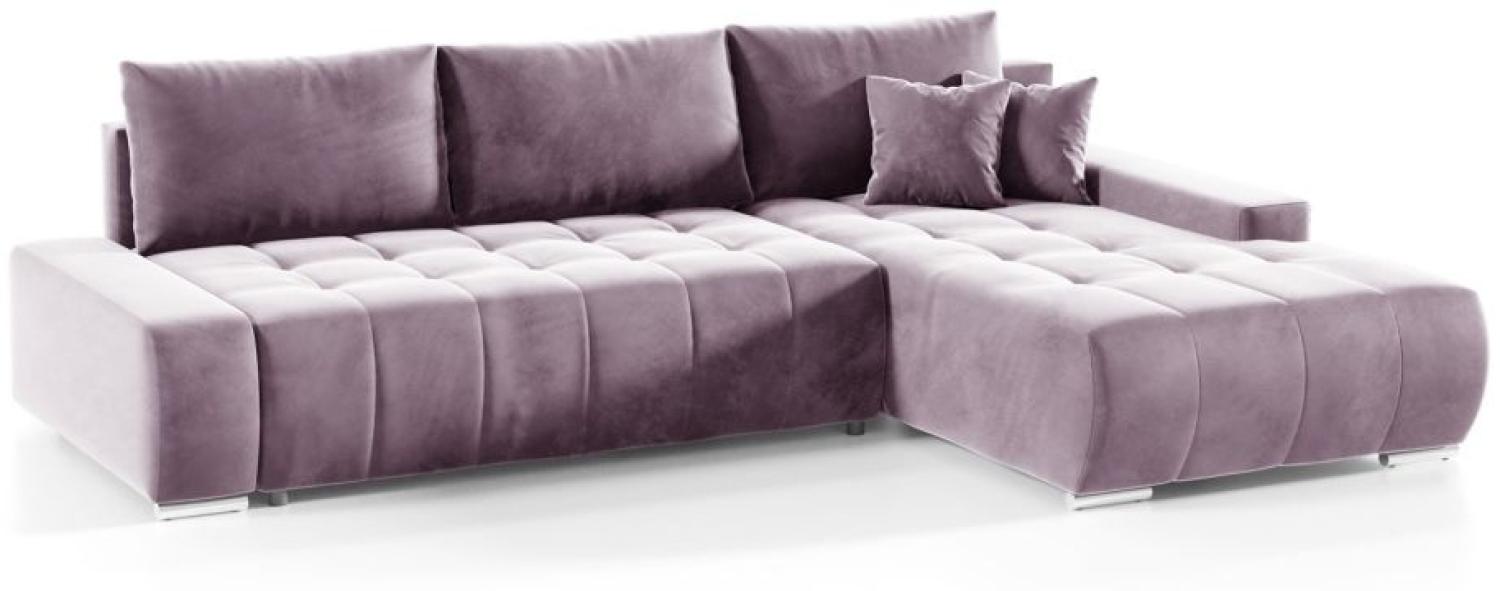 Ecksofa Sofa mit Schlaffunktion VOGAR Stoff Monolith Lila Ottomane Rechts Bild 1