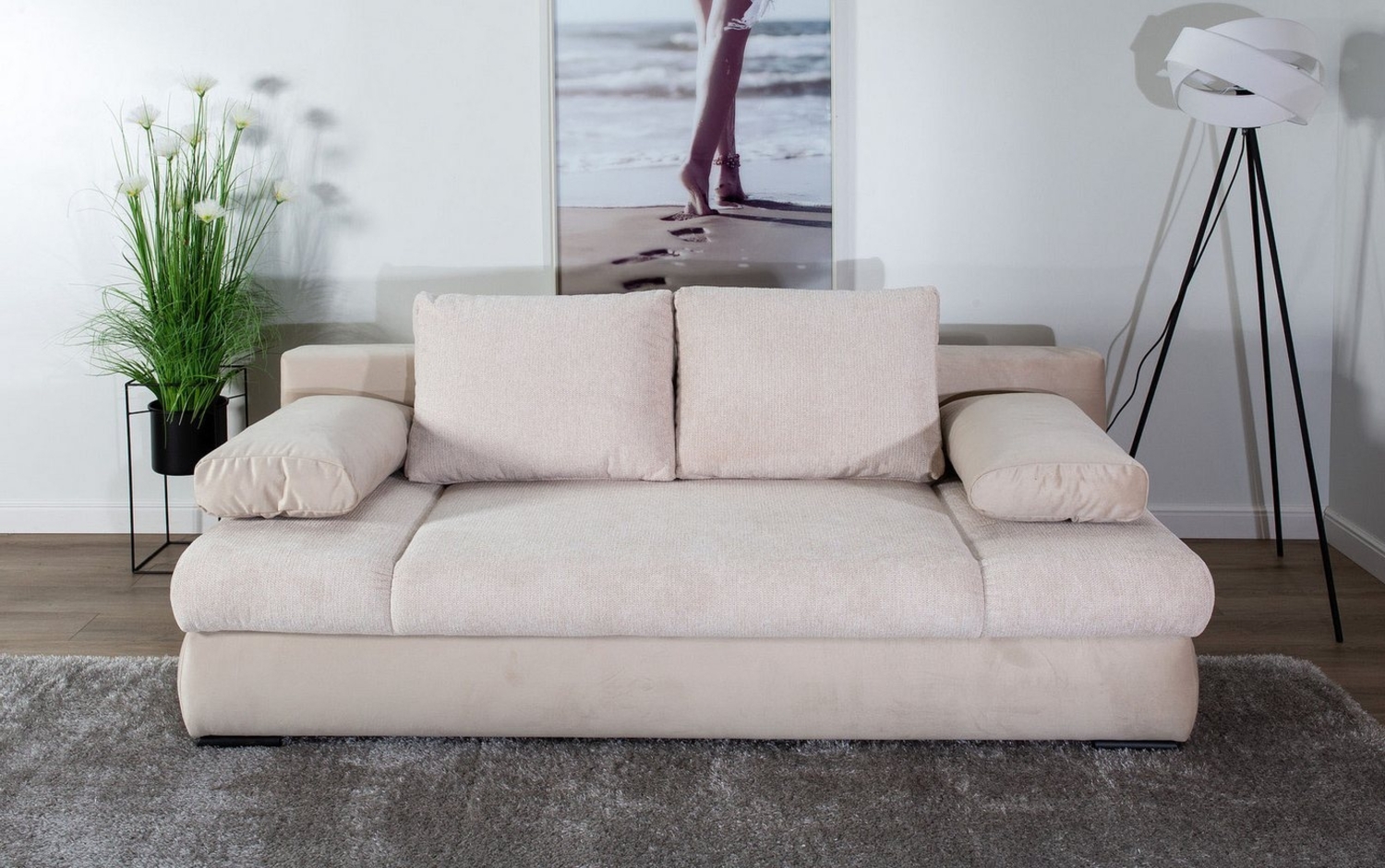 COLLECTION AB Schlafsofa Chicago, B: 200 cm, Liegefl. 146x200 cm, mit Bettfunktion, Bettkasten & 2 Armlehnenkissen, Federkern Bild 1