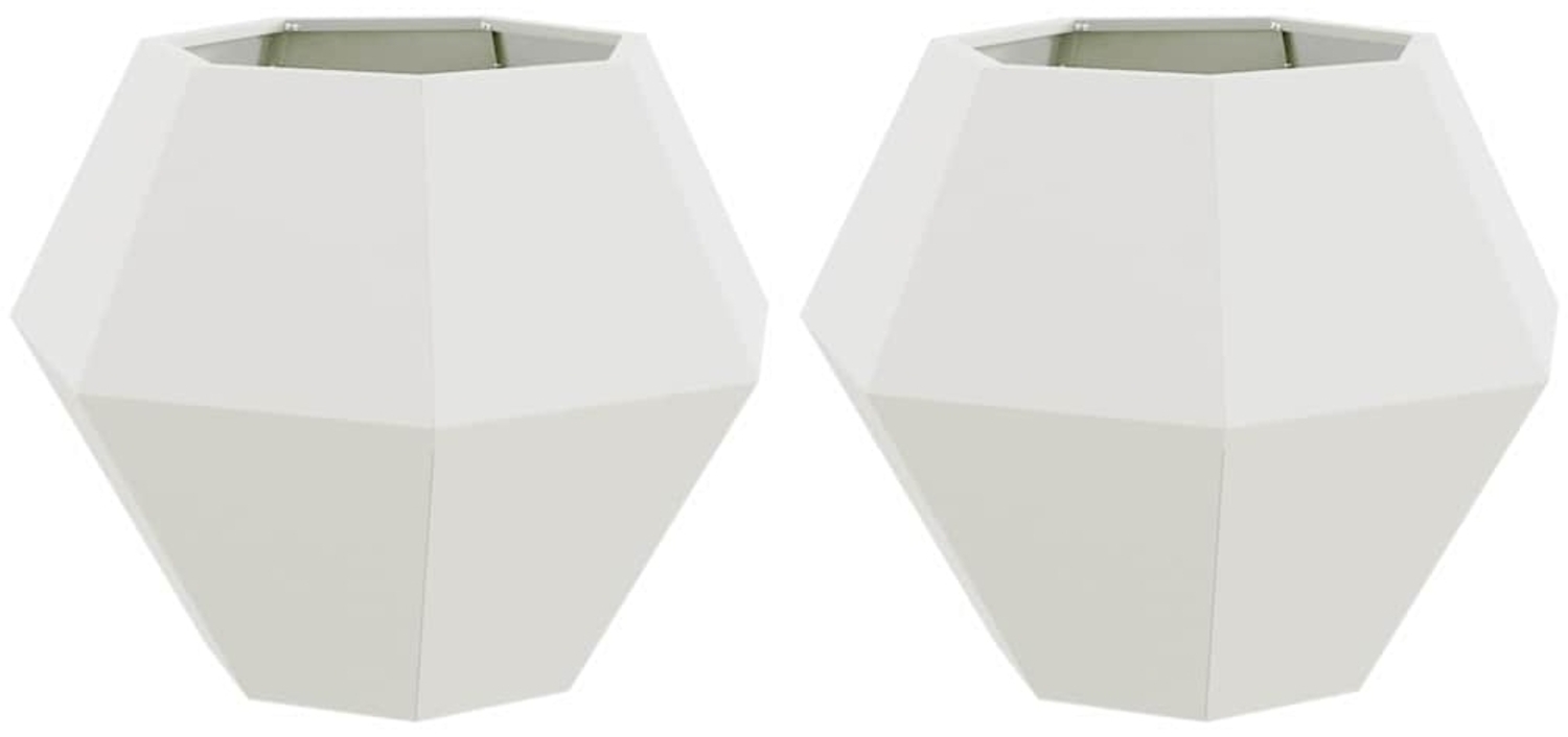 vidaXL Pflanzkübel 2 pcs Weiß 75 x 75 x 60 cm Stahl 884041 Bild 1