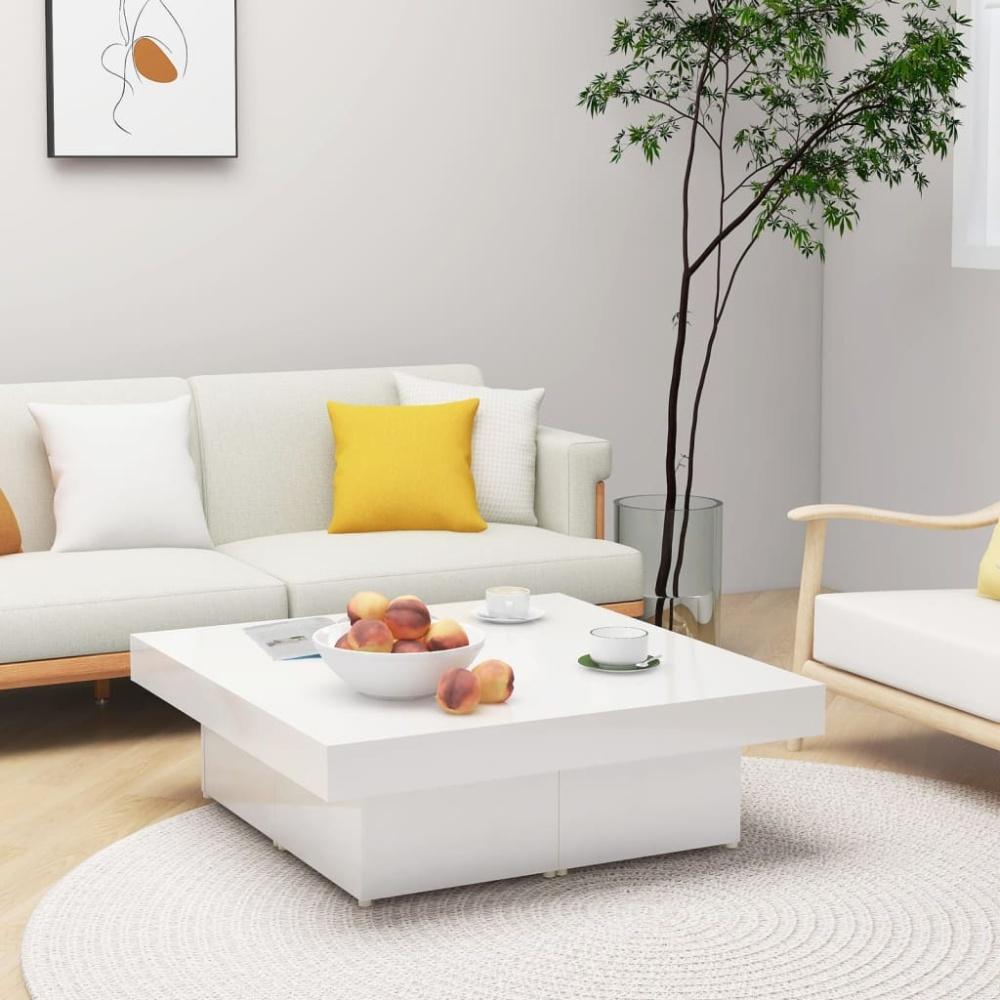 vidaXL Couchtisch Hochglanz-Weiß 90x90x28 cm Holzwerkstoff 806918 Bild 1