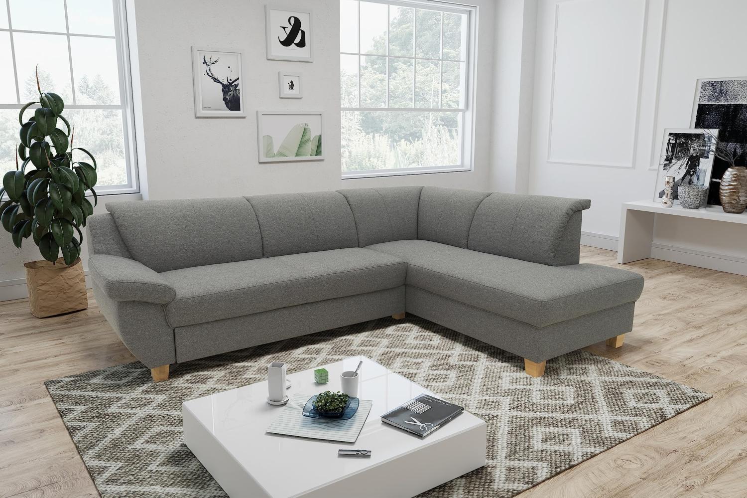 DOMO Collection Ecksofa Panama, klassisches Ecksofa in L-Form, Eckcouch, Sofa Couch, Ecke mit Schlaffunktion 254 x 186 cm in dunkelgrau Bild 1