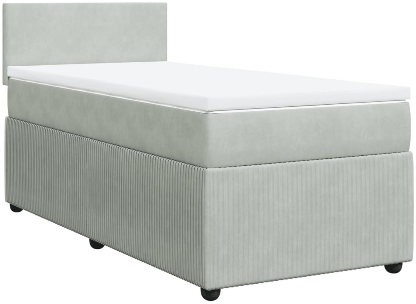vidaXL Boxspringbett mit Matratze Hellgrau 90x200 cm Samt 3287632 Bild 1