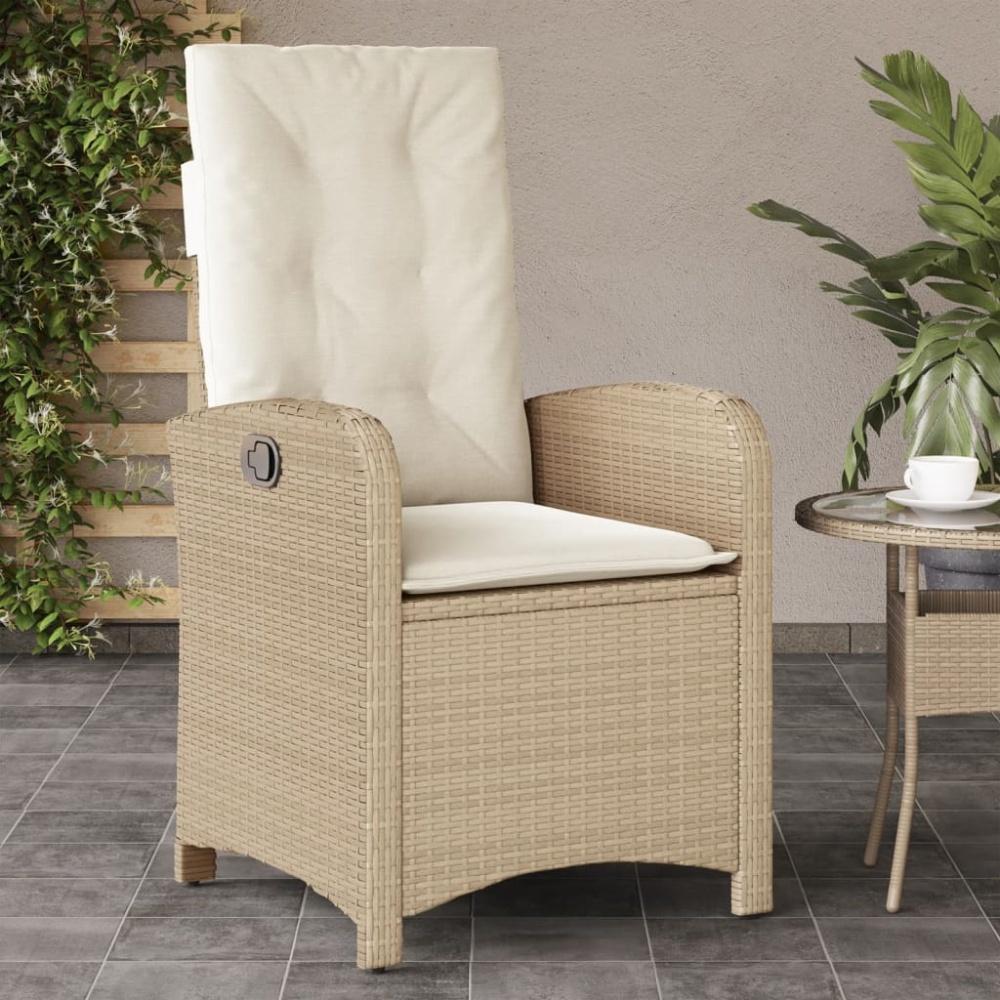 vidaXL Gartensessel mit Kissen Verstellbar Beige Poly Rattan 365164 Bild 1