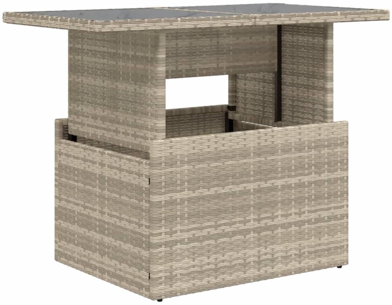 vidaXL Gartentisch mit Glasplatte Hellgrau 100x55x73 cm Poly Rattan 366183 Bild 1