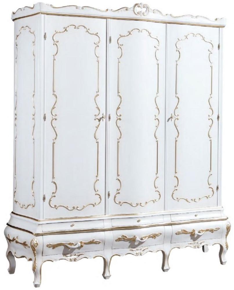 Casa Padrino Luxus Barock Schlafzimmerschrank Weiß / Gold - Handgefertigter Kleiderschrank im Barockstil - Barock Schlafzimmer & Hotel Möbel - Erstklassische Qualität - Made in Italy Bild 1