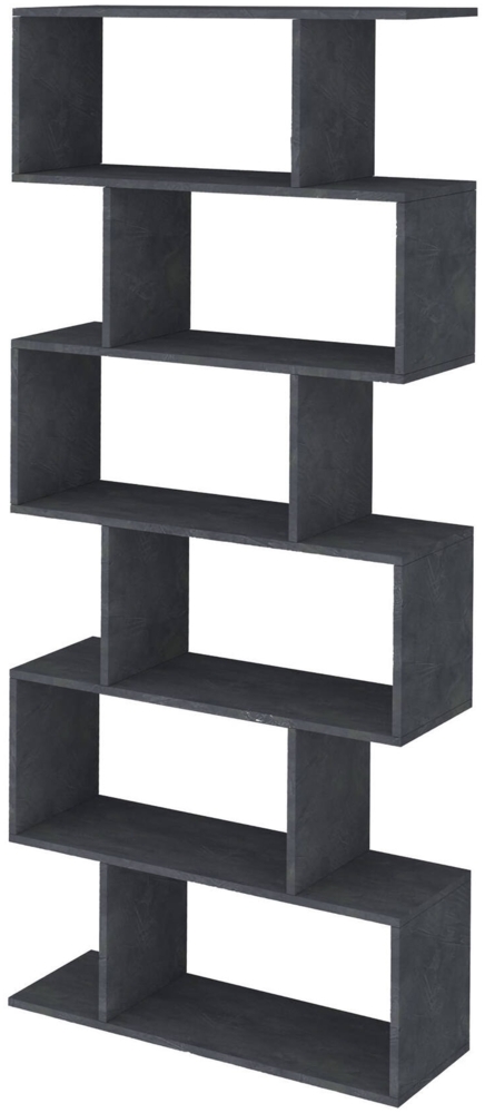Dmora Bücherregal Alowha, Schrank mit Regalen, Bürobibliothek, 100 % Made in Italy, 80 x 25 x 192 cm, Schiefer, Bild 1