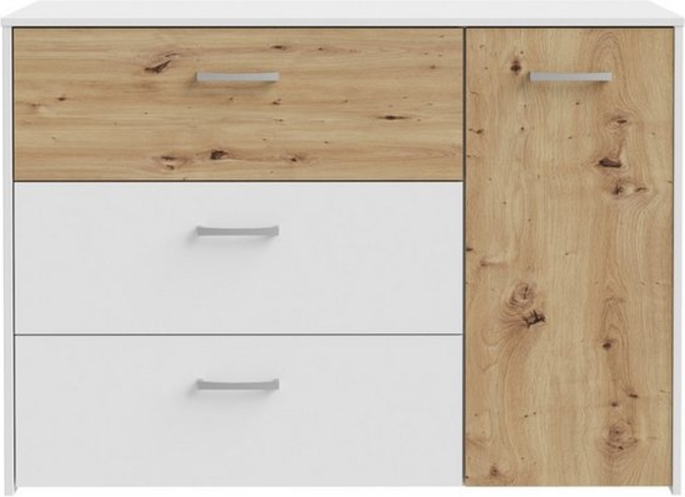 Sideboard CULGOA Kommode 3 Schubladen und 1 Tür, Artisan Eiche / Weiß Bild 1