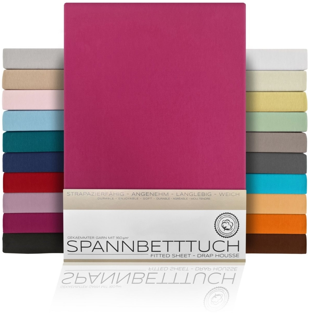 Beautex Spannbettlaken Spannbetttuch Bettlaken aus gekämmter Baumwolle Premium Jersey 160g/m², Jersey, Gummizug: rundum, (1 Stück) Bild 1