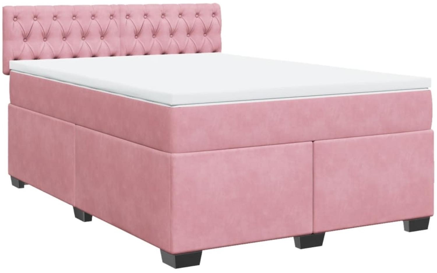 vidaXL Boxspringbett mit Matratze Rosa 140x190 cm Samt 3286317 Bild 1