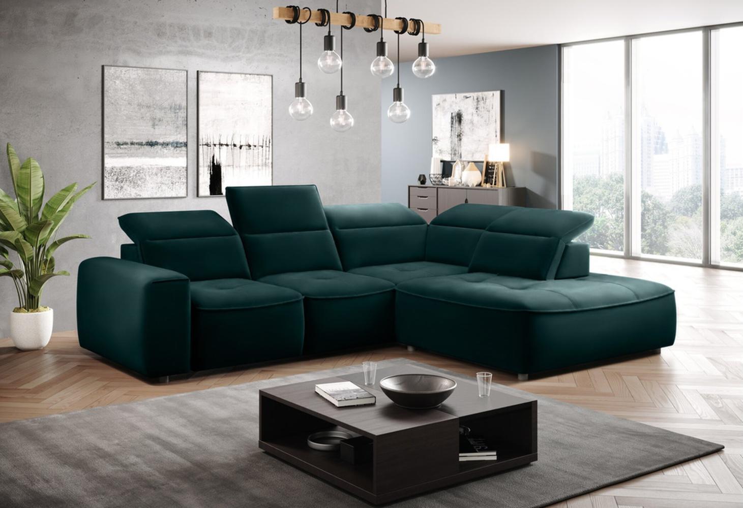 Stylefy Colton L Ecksofa Velours KRONOS Grün Rechts Bild 1