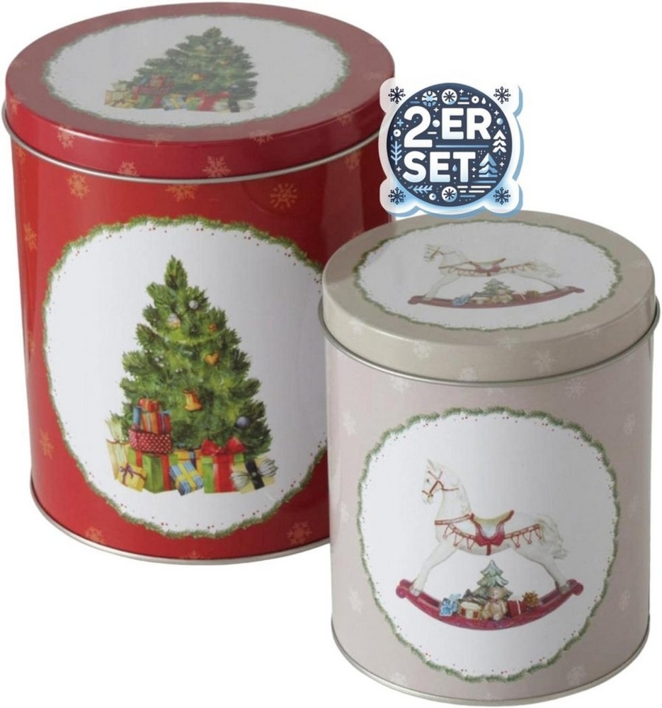 BOLTZE GRUPPE GmbH Keksdose Keksdose CasaJame 2er Set Keksdose Plätzchendose Weihnachtsbaum V18, Keksdose 2er Set Bild 1