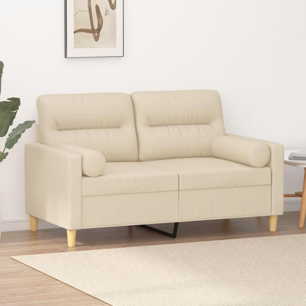 vidaXL 2-Sitzer-Sofa mit Zierkissen Creme 120 cm Stoff 3200815 Bild 1