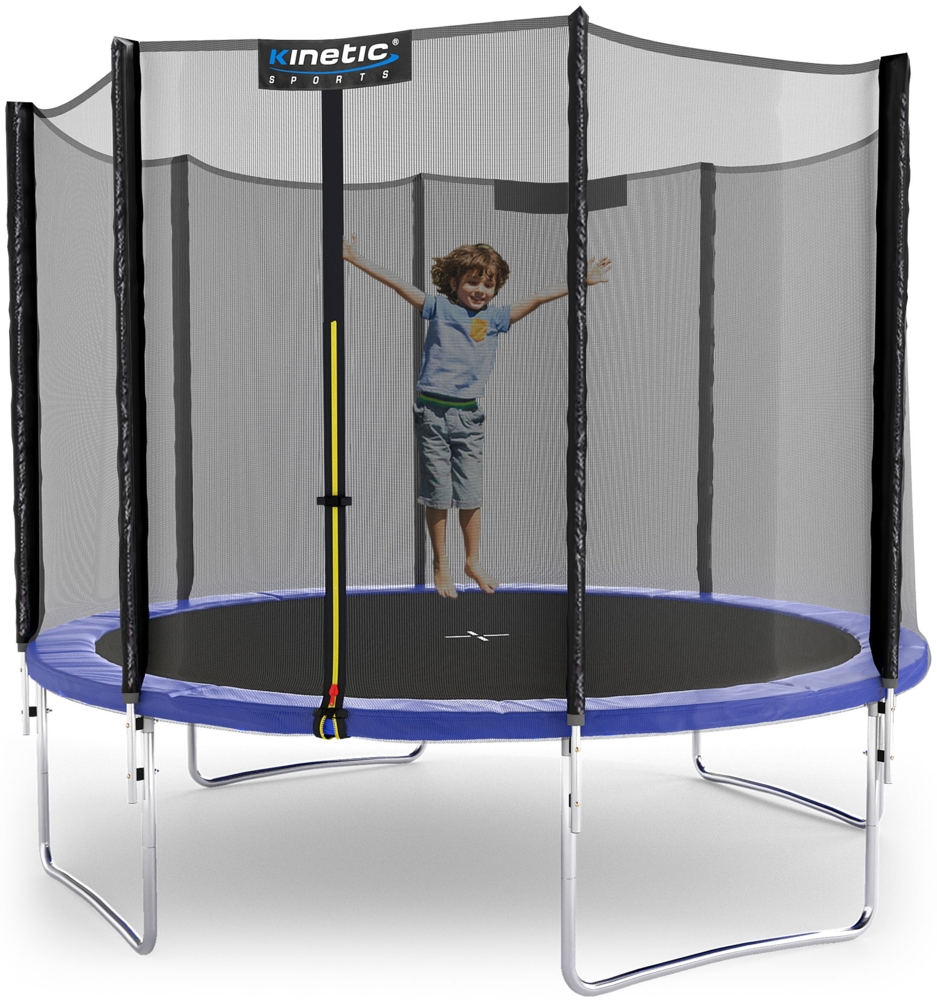 KINETIC SPORTS Trampolin Outdoor SALTO - Kindertrampolin Gartentrampolin Set mit Leiter, Netz, Randpolster, USA Sprungtuch, bis zu 160kg, Blau, Ø 305 cm Bild 1