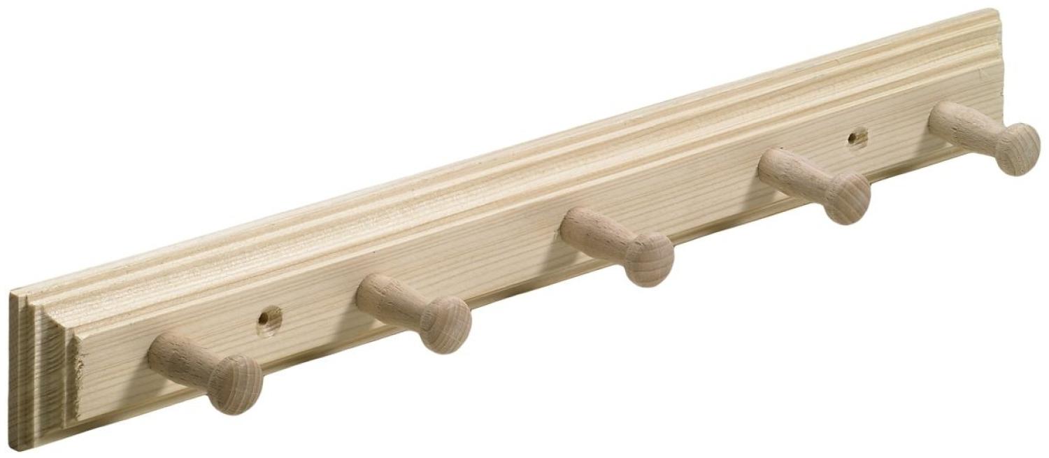 Hettich Holzgarderobe 5 Haken 40,0 x 5,0 x 6,0 cm Fichte Bild 1