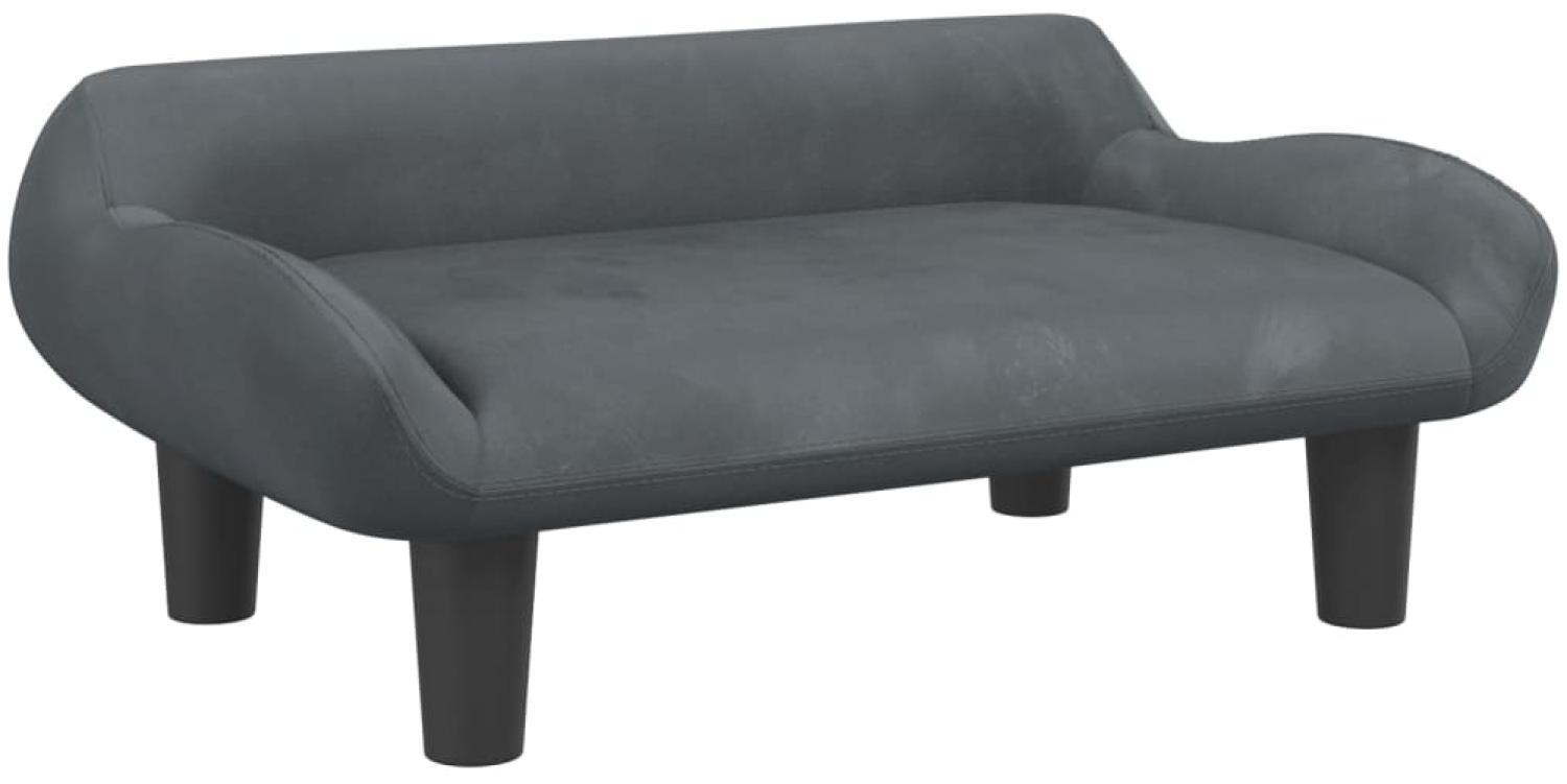 vidaxl Kindersofa 70 x 40 x 24 cm Samt, Dunkelgrau Bild 1
