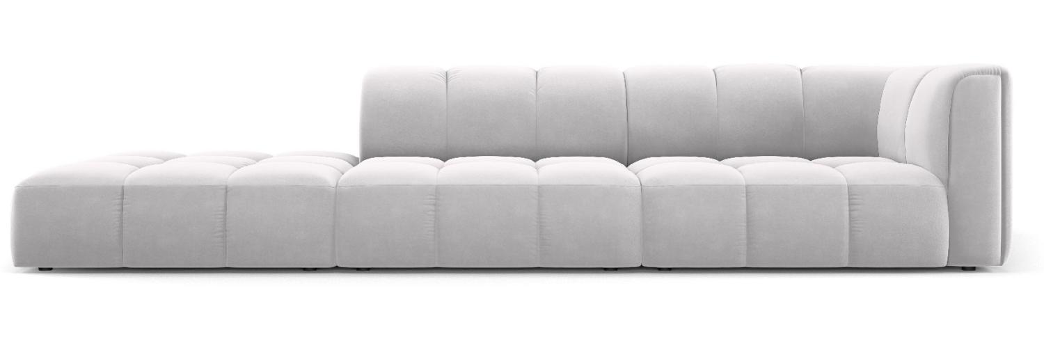 Micadoni Modulares Sofa Serena 4-Sitzer offene Seite Links Samtstoff Silber Bild 1