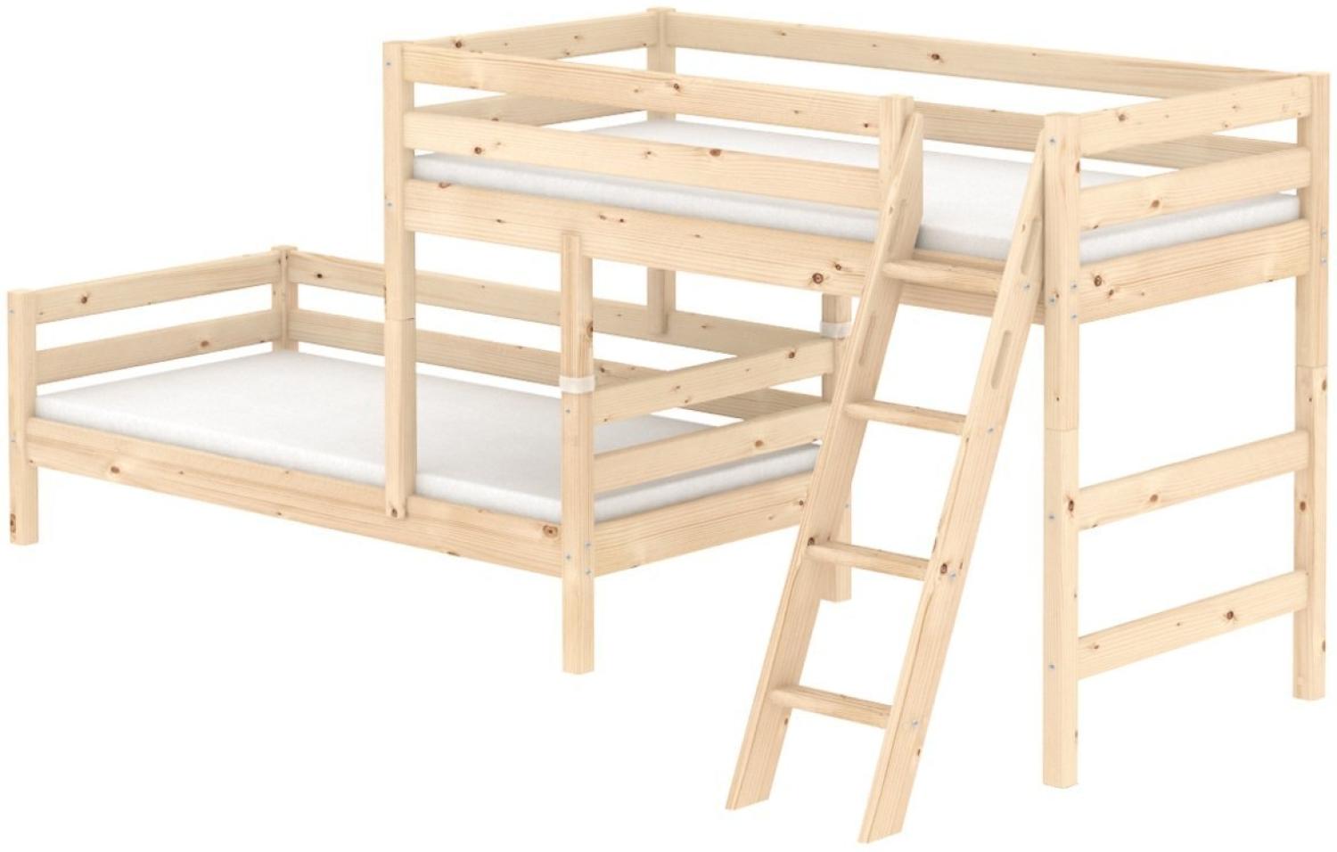 Flexa 'Classic' Etagenbett natur, schräge Leiter, 90x190 cm Bild 1